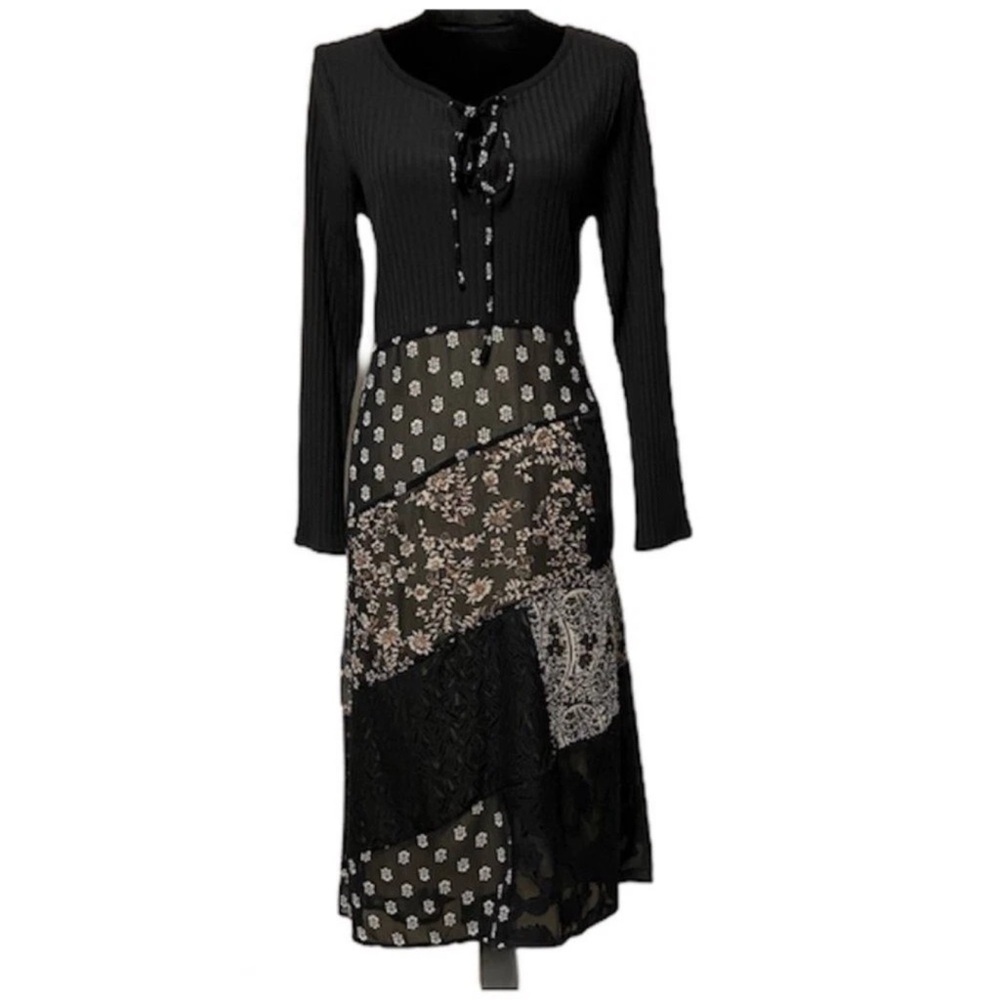 Anthropologie Black and White Long Sleeve Dress